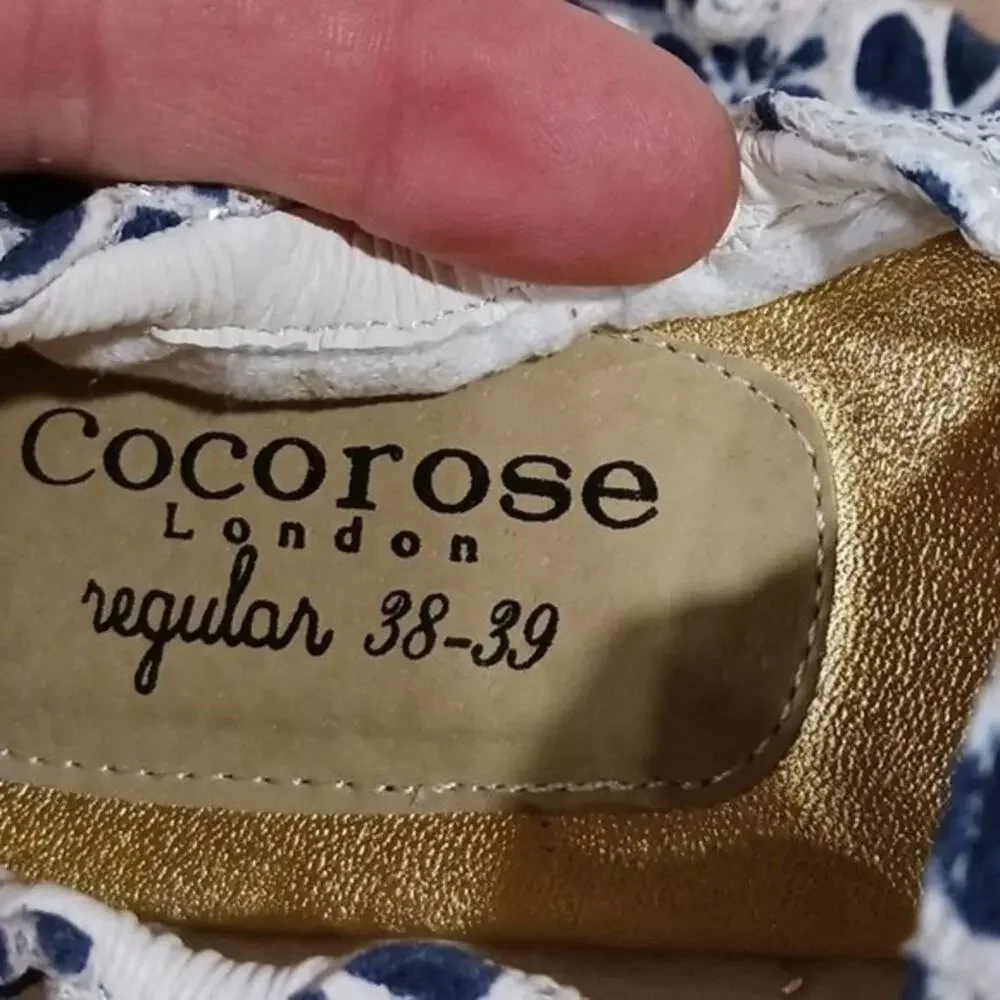 Cocorose London Blue and White Floral Eyelet Foldable shoes 38/39